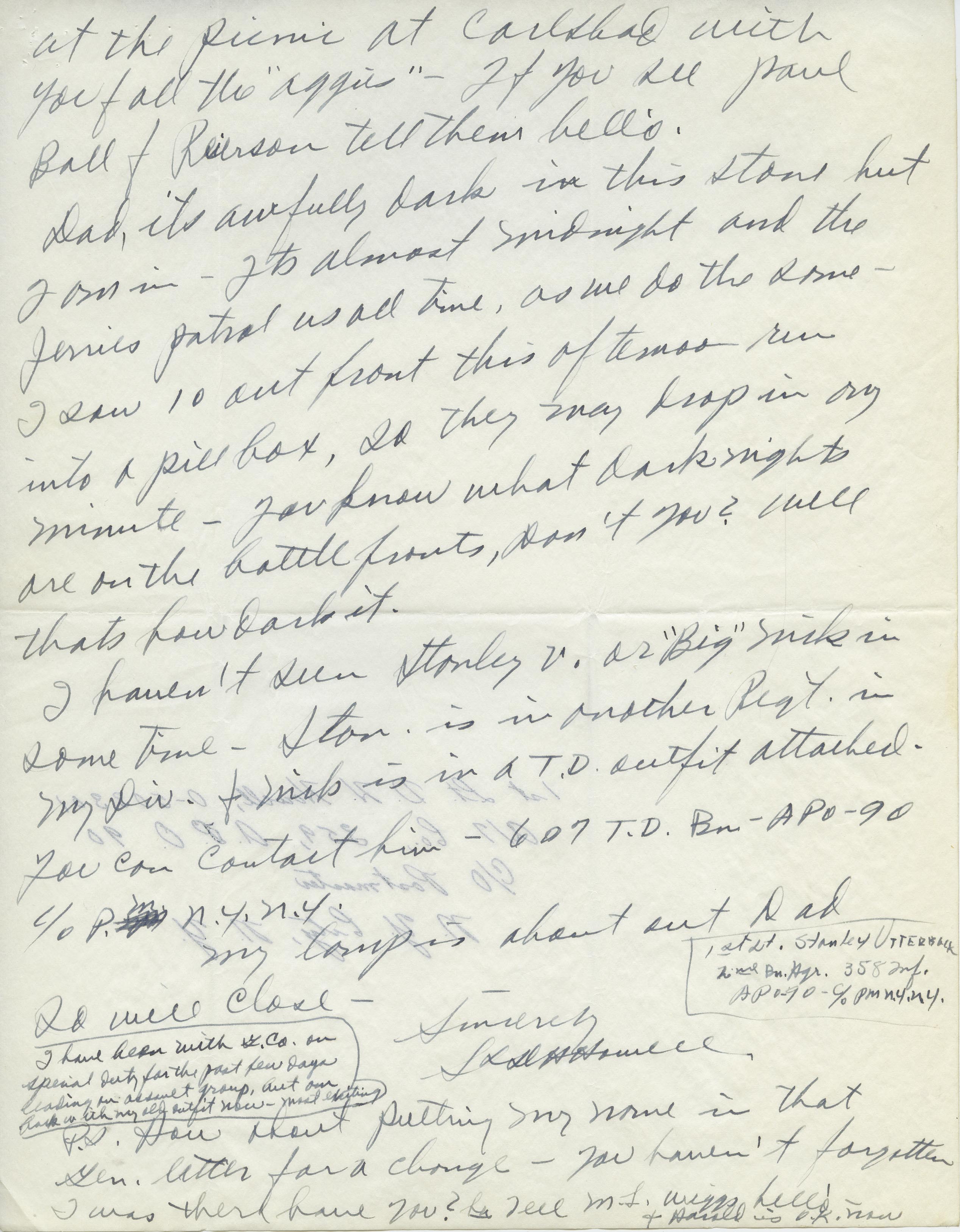 Letter to Dean Daniel B. Jett from Lt. Daniel Harris “Red” Howell