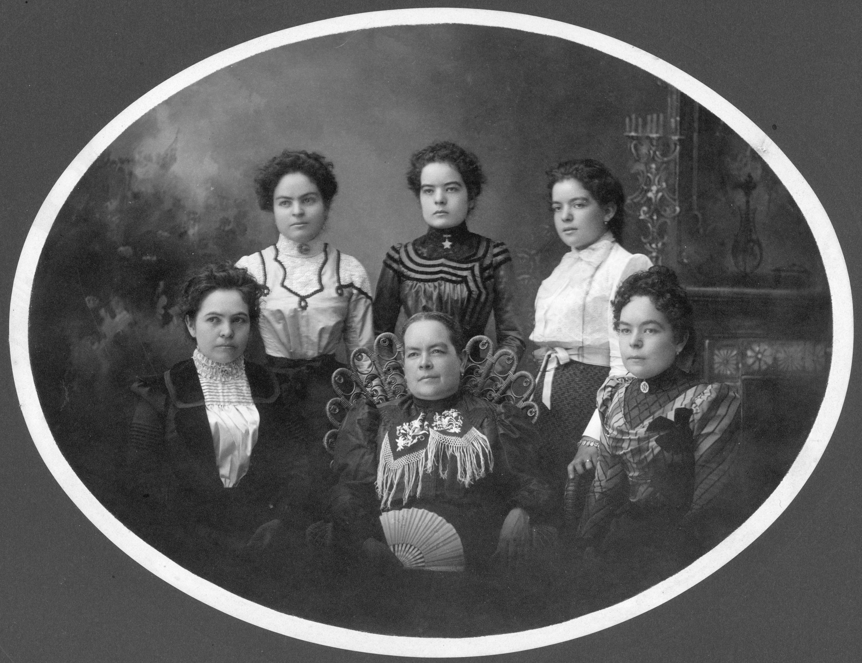 black and white group photograph of the Amador family women